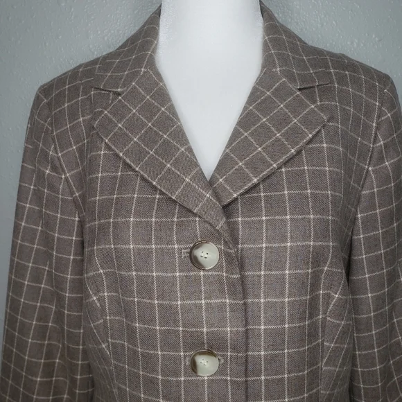 Pendleton Plaid brown blazer jacket SZ 10 P - Picture 4 of 13